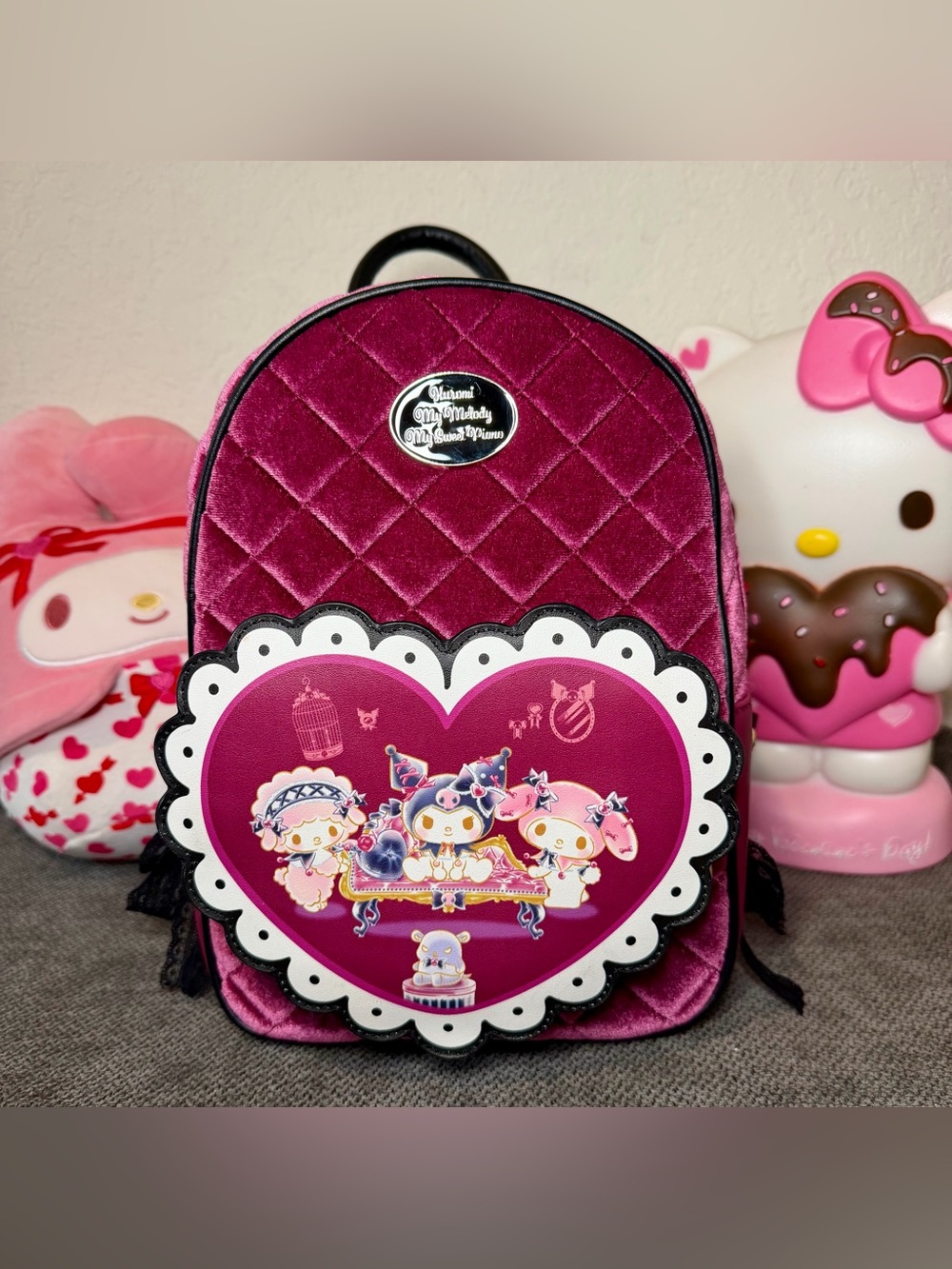 Her Universe Sanrio Kuromi, My Melody & My Sweet Piano Velvet Mini Backpack